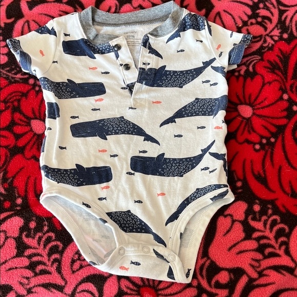 Carter's Other - Carter's Blue Whale Print Bodysuit EUC